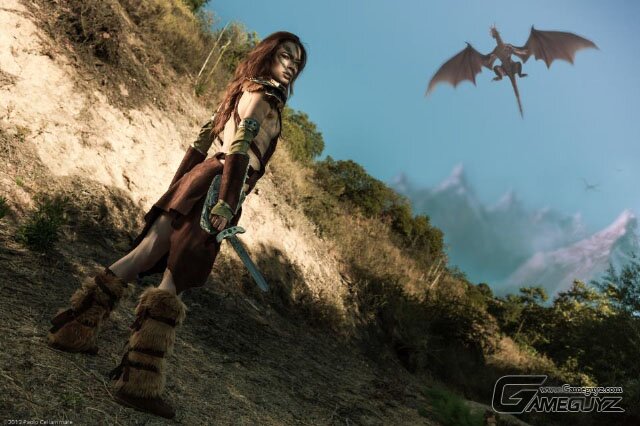 Female Player,Cosplays Aela ,The Huntress ,in The Elder Scrolls V 